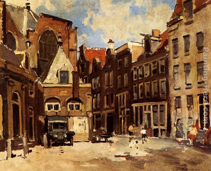 Cornelis Vreedenburgh A Townscene With Children At Play, Haarlem